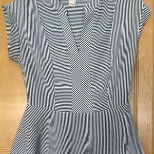 Monteau Navy & White Striped V-Neck Tunic Top
